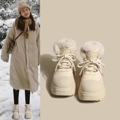 Fur and Fur Integrated Snow Boots for Women New Autumn and Winter Styles with Added Fleece and Warm Cotton Shoes Snow Boots for Women