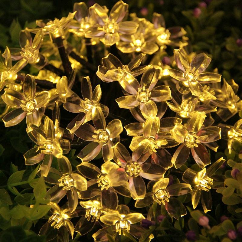 Solar Garden Lamps Set 5 Meters 20 Led Flowers Warm White Decorative