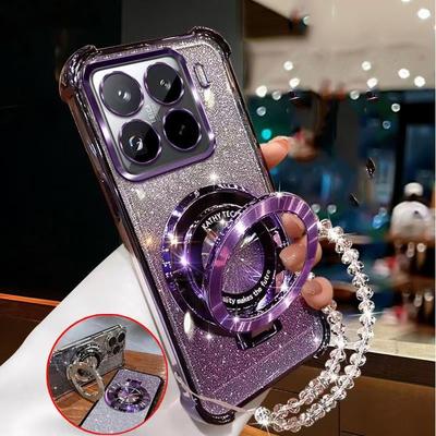 Braccialetto di Cristallo Custodia per Telefono con Supporto Magnetico per Honor X9D X7D X8C X8B X8A X7B X7C X9B X9C X6A X6B X6C Cover Glitterata Antiurto