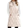Long Vest Women Sleeveless Hooded Fall Winter Button Down Zip UpVests Jacket Outwear
