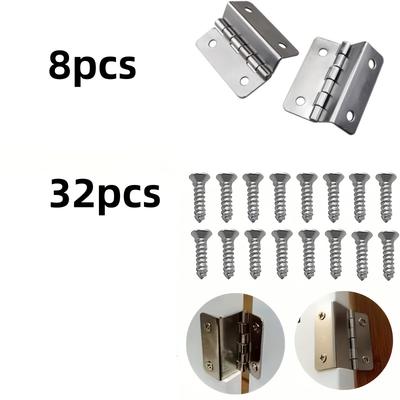 40pcs Tri-Fold Hinge Cabinet Door Hinge Wooden Box Hinge Nickel Plated Silver Furniture Hardware Accessories