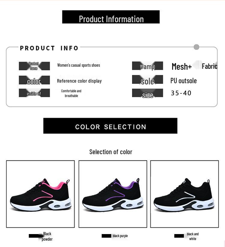 Women's Thick Sole Air Cushion Flyknit Sneakers - Breathable Mesh Low-Top Sports Casual Shoes