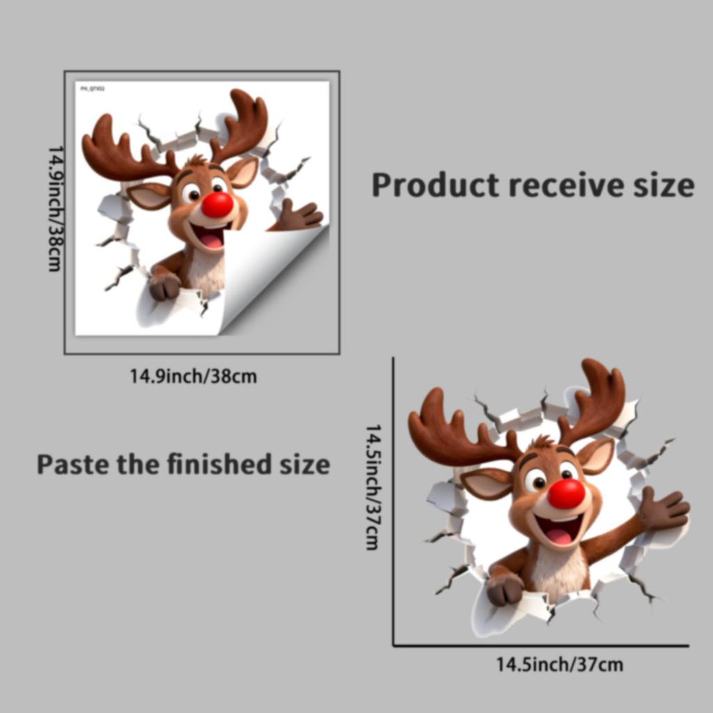 3D Noel Geyikleri Duvar Stickerı - Şenlikli Ev Dekorasyonu