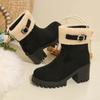Autumn and winter new European and American low boots with fleece to keep warm large size thick heel Martin boots cotton