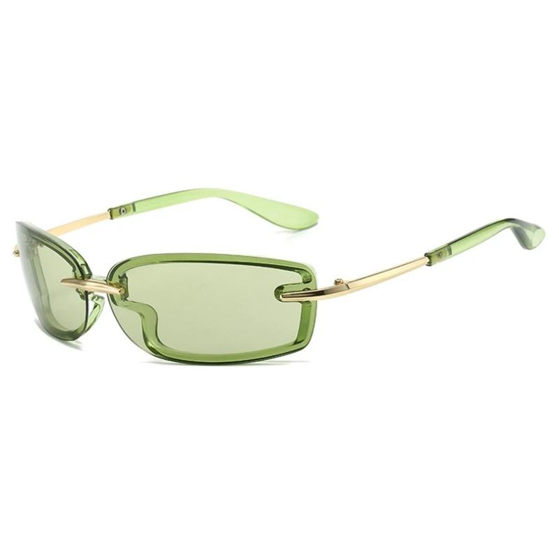 Trendy Y2K Rimless Sunglasses Women Steampunk Goggles Punk Shades UV400 Protection Unisex Outdoor Eyewear