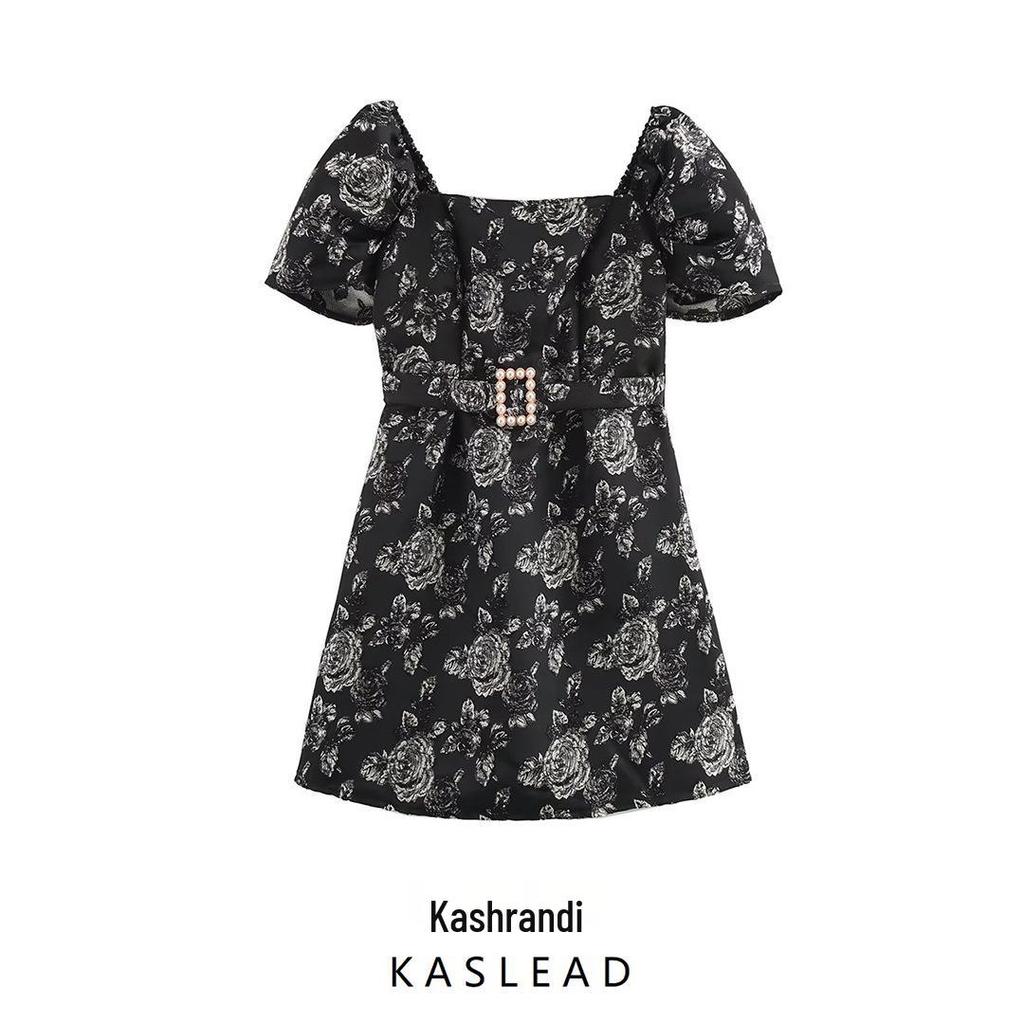 2025 Spring Women's European & American Off-the-Shoulder Jacquard Dress