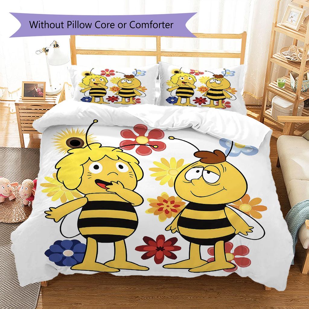 La Abeja Maya Pattern Bedding,Quilt Set Quilt Cover Pillowcase Home Birthday Gift(1 * duvet cover + 2 * pillowcase, without core)