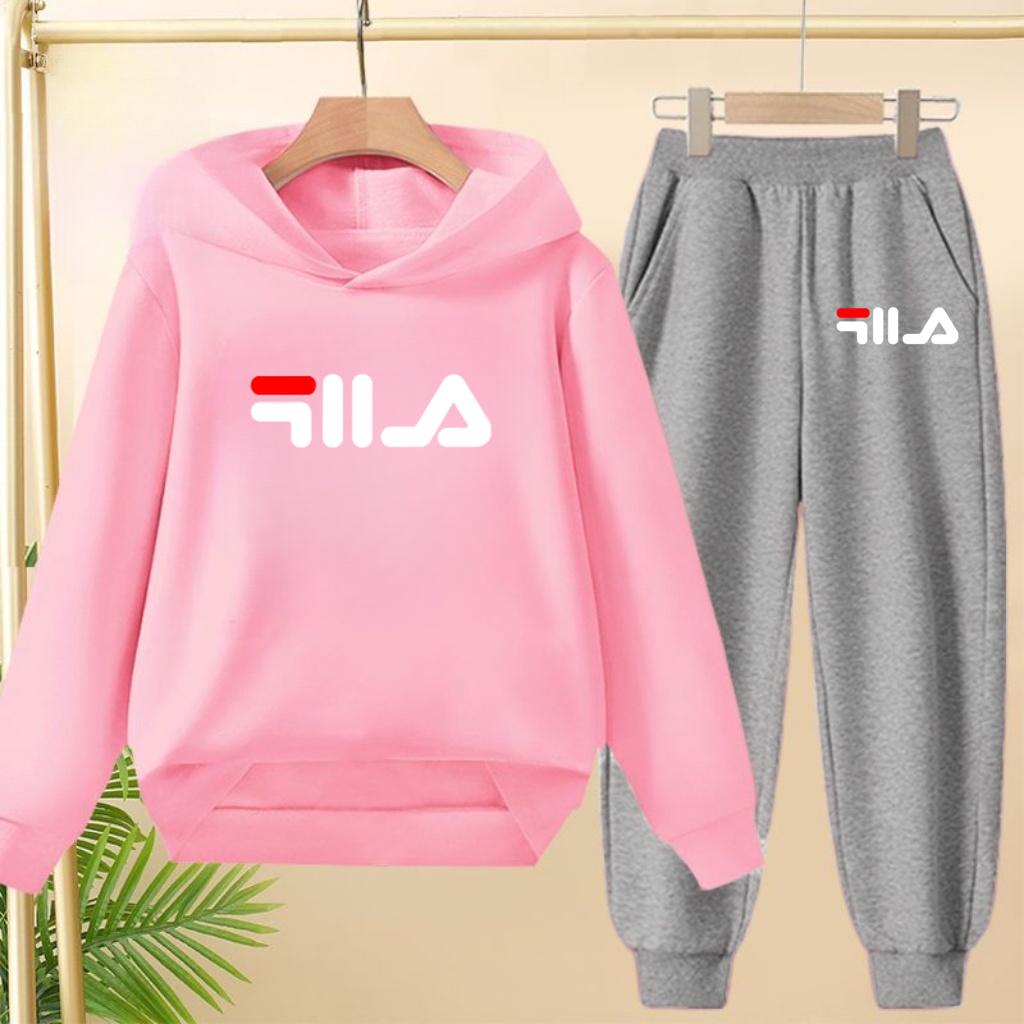 Children's Pullover Pink Coat Hoodie Sweatshirt Top + Pants Boys Girls Toddler 3-12Yrs Clothes Casual Sports Jogging Fashion Set
