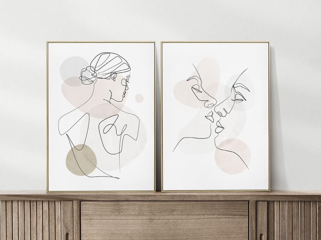 Set of Two Posters One Line Pastels