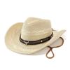 Classic Straw Western Cowboy Hat Travel Big Brim Straw Hat Men's and Women's Outdoor Fashion Top Hat