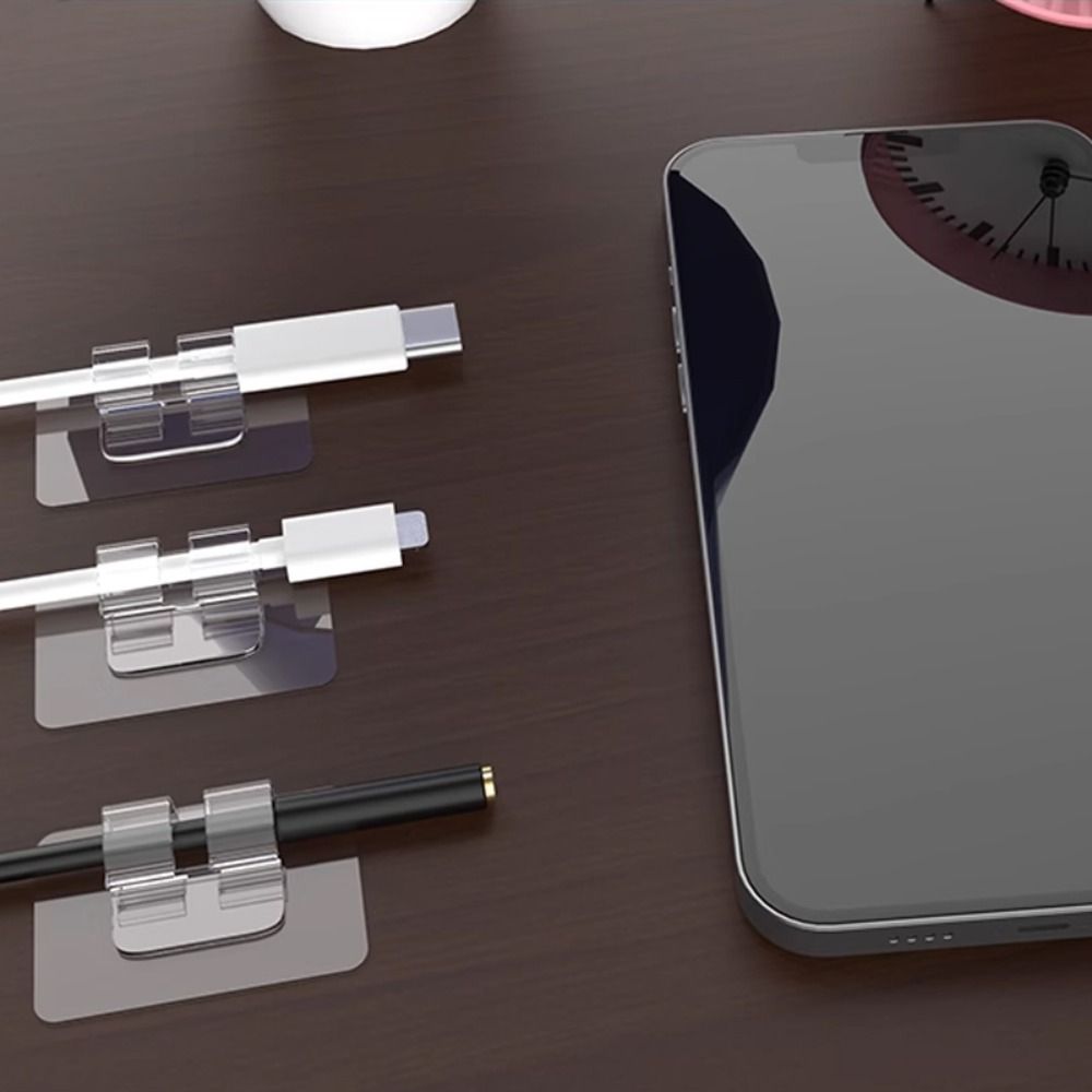 10pcs Traceless Multipurpose Transparent Hook Wall-mounted Wire Storage Hook  Bedroom