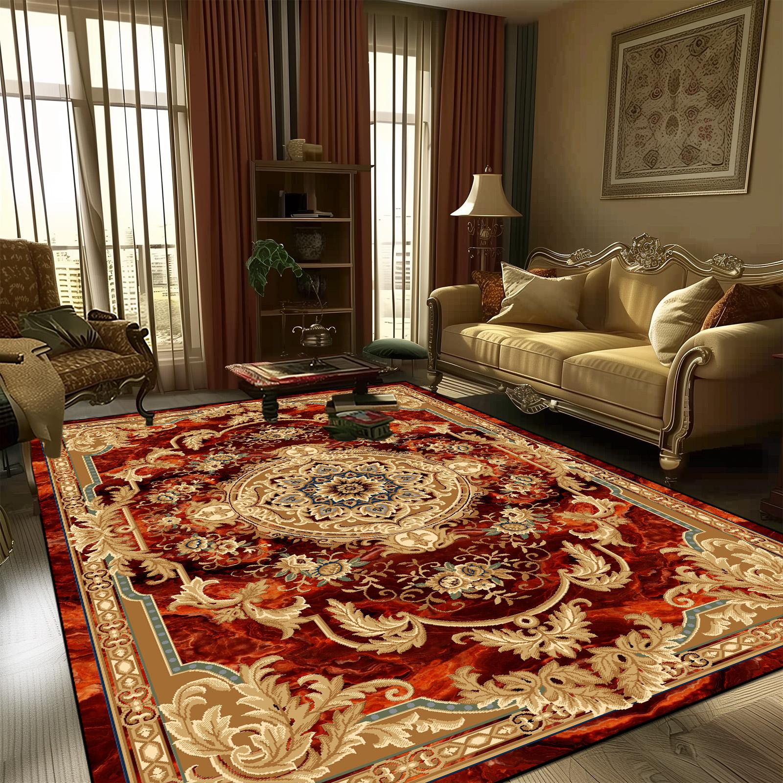 Alfombras de Estilo Europeo de Gran Tamaño para Sala de Estar Alfombra Decorativa para el Hogar para Dormitorio Lavable Antideslizante Alfombra de Piso Personalizable 80x160cm 31.5x63in