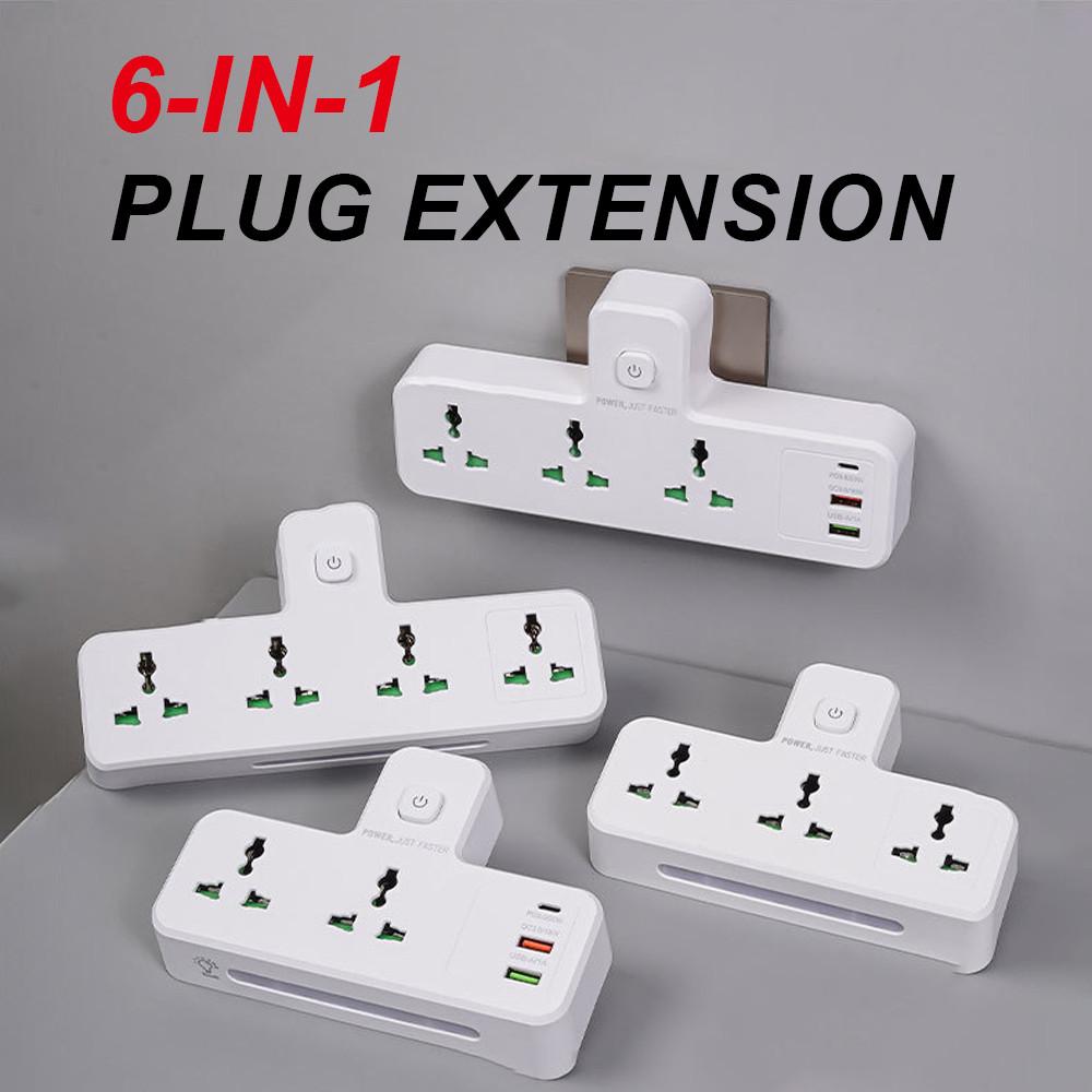 6-in-1 Cube Electrical Extender Outlet Power Adaptor Household Multi Plug Extension SocketPD3.0 20W USB Wall Charger