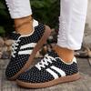 Women's Plus‑Size Casual Sports Sneakers, New Flat Lace‑Up Shoes, Fashion Polka‑Dot German‑Trainer Footwear