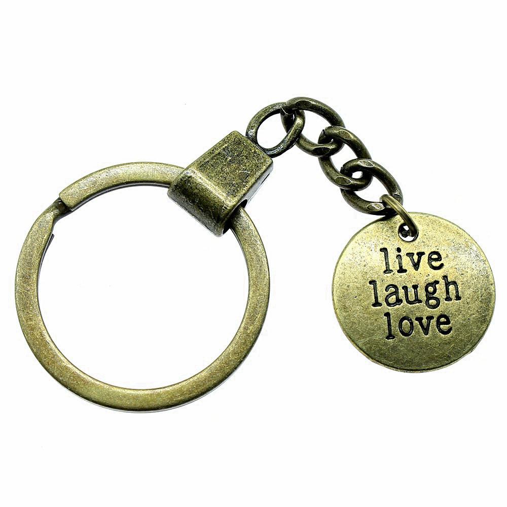 OM Symbol Letter Keychain Tags Yoga Themed Charm Key Holder 30mm Ring