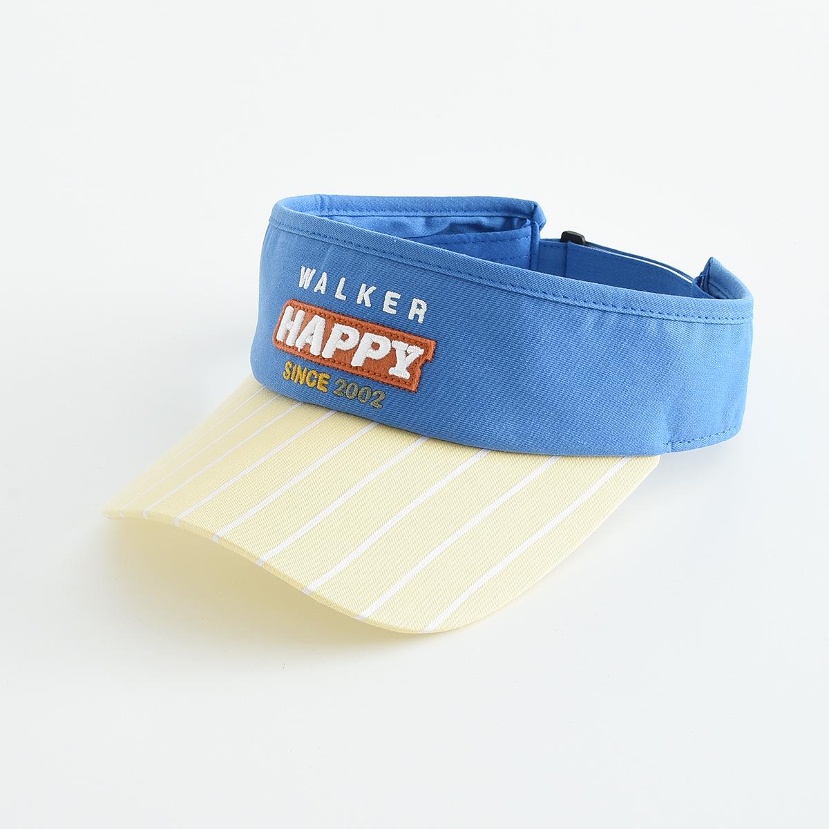 Lightweight Striped Sun Protection Hat - Breathable Color Block Bucket Hat for Students 54cm синий