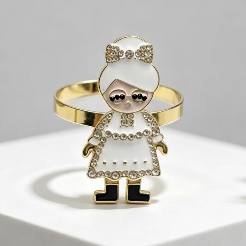 Christmas Napkin Rings Xmas Tree Snowflake Deer Nutcracker Napkin Holder Metal Napkin Buckle For Christmas Party Table Decor