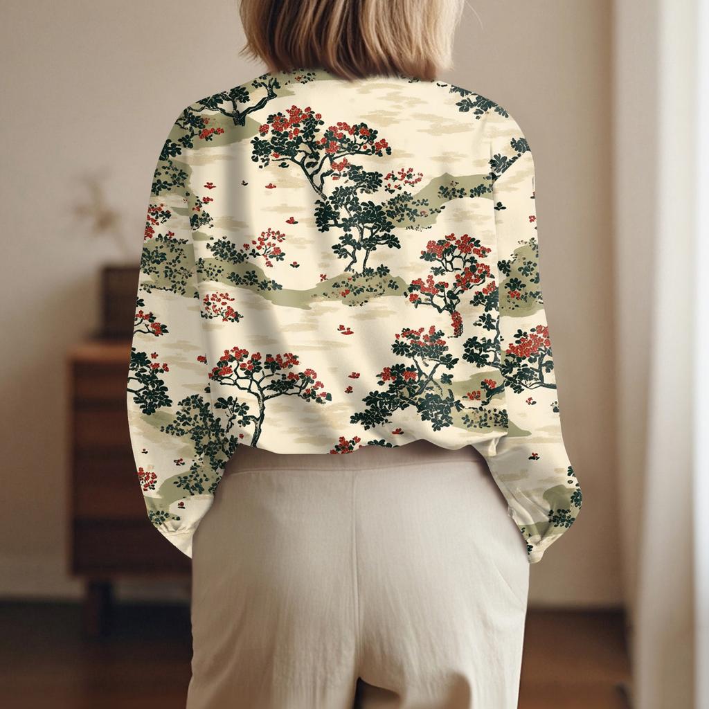 Skjorte for kvinner Bluse med knapp Langermet Uformell Basic skjortekrage Vanlig topp