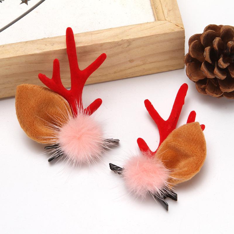 Christmas Reindeer Antler Hair Clips - Festive Elk Headwear Accessories