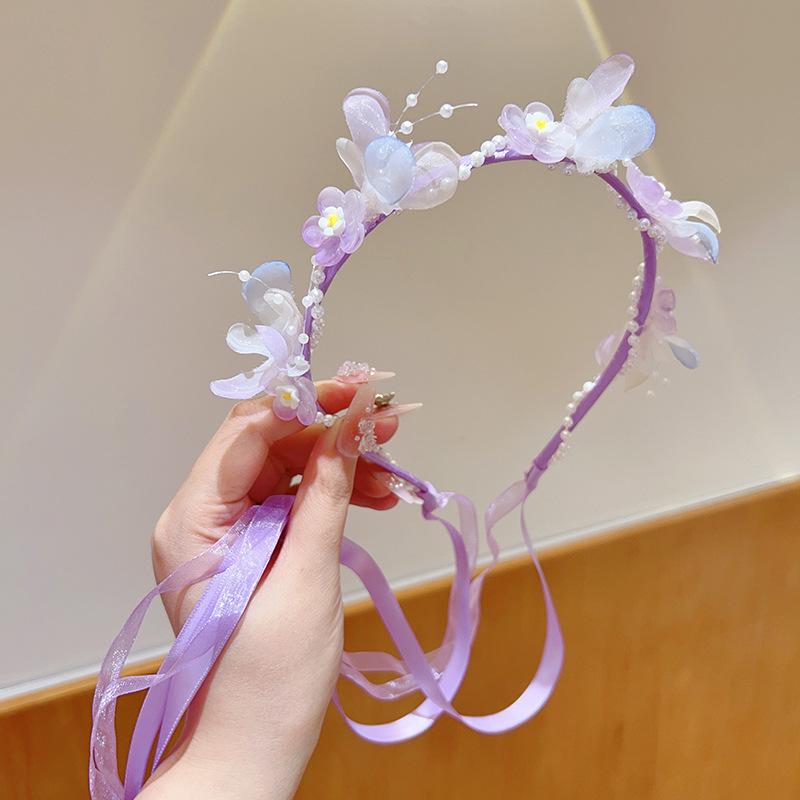 Handmade Hanfu Hair Accessories: Pearl Tassel Hairpin & Butterfly Flower Headband for Women and Girls