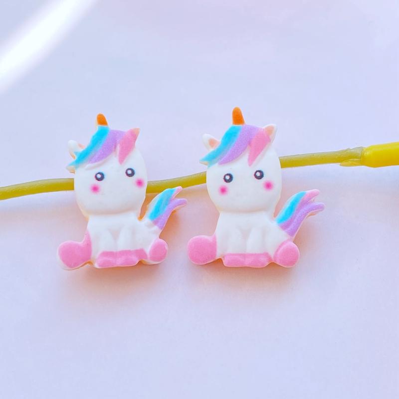 10Pcs New Kawaii Resin Mixed Cartoon Mini Unicorn Series Flat Back Cabochon Crafts Clothing DIY Scrapbooking Accessories