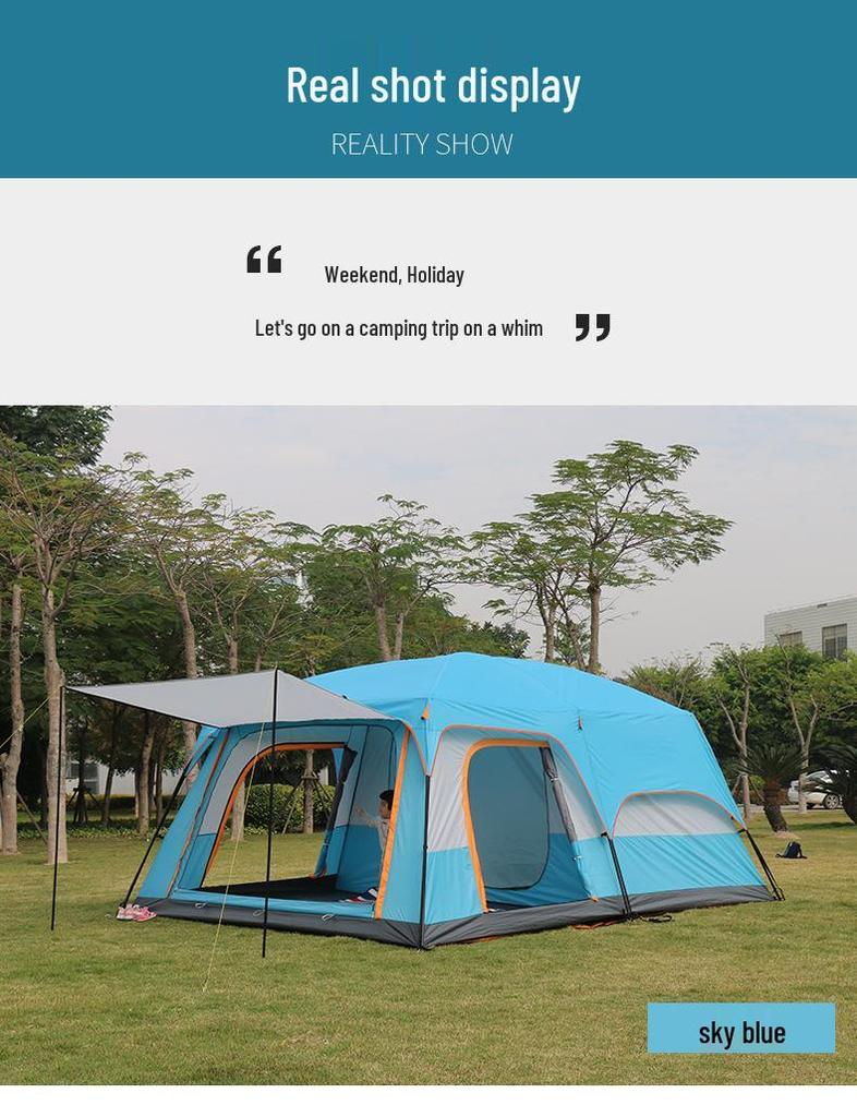 Outdoor Multi-Room Tent for 4 to 10 People - Rainproof, Thickened, and Portable