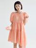 Bomnal Boutique Check Puff Line Midi Dress _ Peach