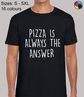 Pizza ist immer die Antwort Witz Lustig Normale Passform T-Shirt Top T-Shirt für Männer