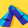 2PCS Silicone Swim Fins Blue Short Blade Fins Swimming Training Flippers  for Diving Breaststroke