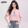 MJ STYLE Women's Pure Cotton Round Neck Short Sleeve T-shirt