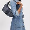 Coach Carmen 29 Logo Zip Closure Jacquard Leather Tote Shoulder Bag Large Women Bags Midnight-Navy CV001-IMX1X