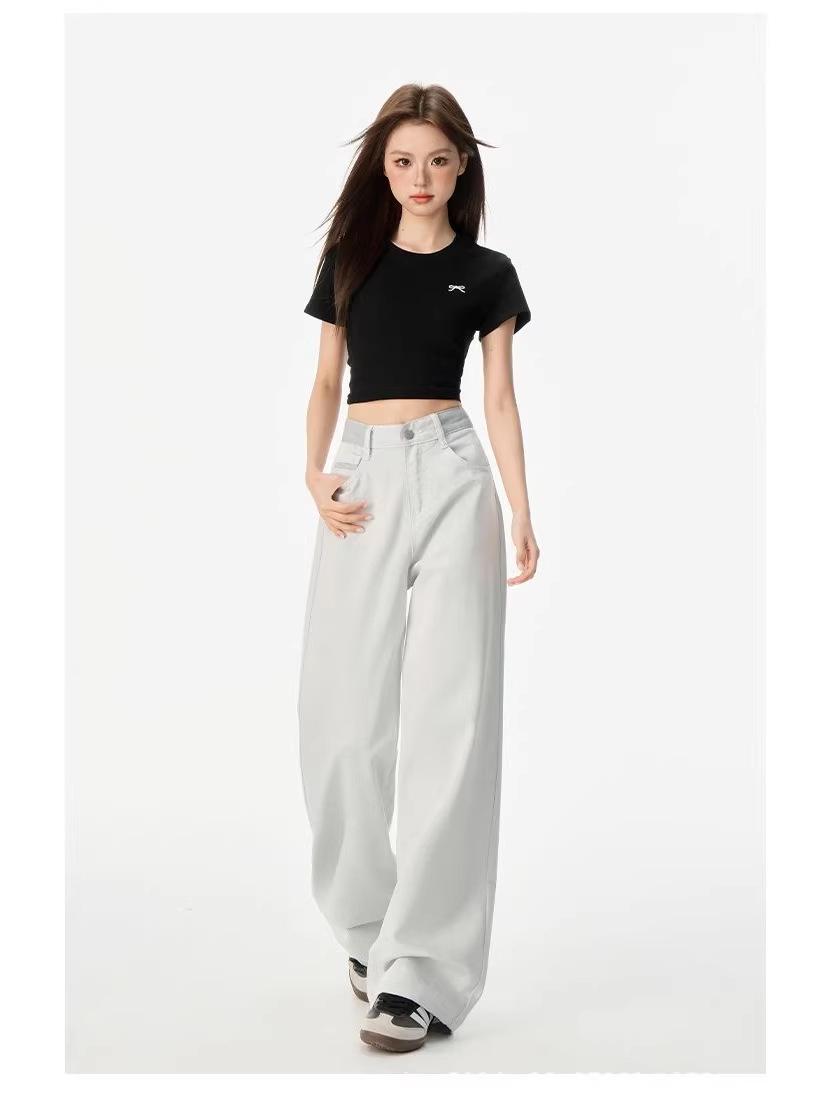 

2026 Slimming High Waist Minimalist A-Line Jeans - Narrow Straight Leg Lyocell Pants for Summer X-Large