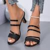 Mules Transparentes de Tacón Grueso de Ancho Ancho para Mujer - Chanclas de Moda con Punta Abierta para Verano, Sandalias de Tacón Alto Estilo Coreano