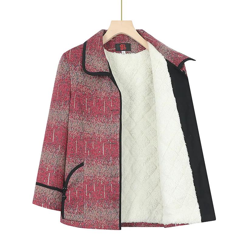 

Autumn and Winter Plus Velvet Jacket Western Style Ladies Blouse To Keep Warm Large Size Loose Clothes Women 6XL червоний