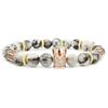 2019 Zirconia Crown Stone & Frosted Bead Bracelet with Copper & Imperial Stone Accents