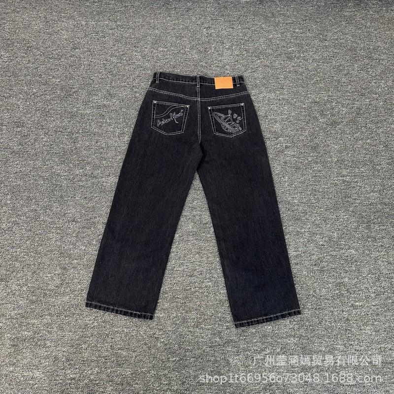 25 Streetwear BP Embroidered Denim Jacket Pants Set Mens High Street Outfit