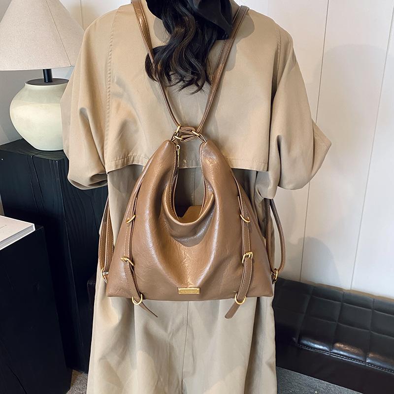 Simple Casual Backpack Bag Women's New Autumn and Winter Retro Fashion Shoulder Bag Large Capacity Commuter Tote Bag