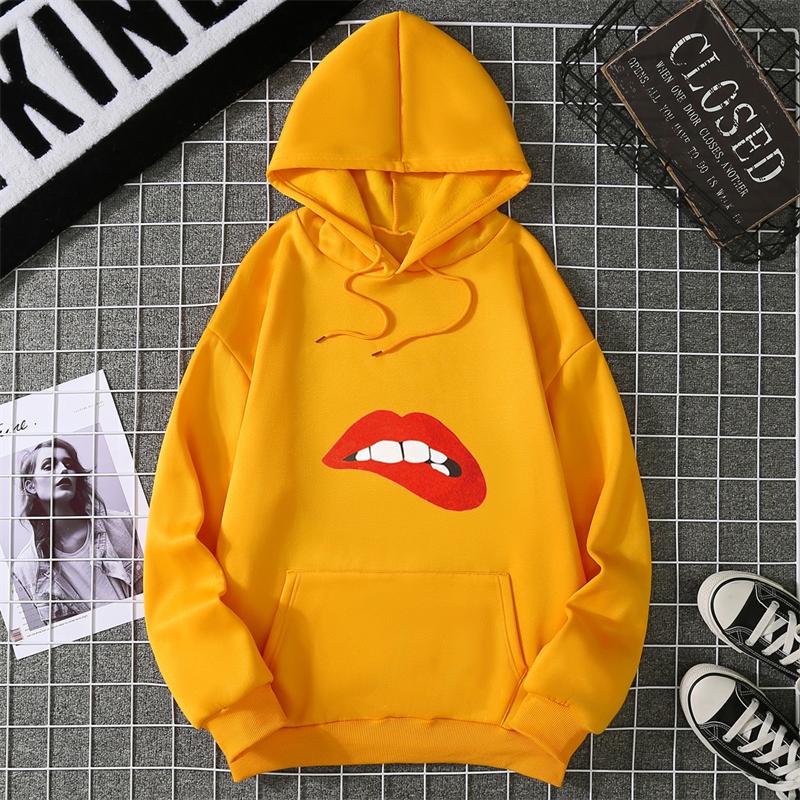 Autumn Lips Slip Printed Loose-Fit Long Sleeve Women's Casual Slimming Harajuku Style Trendy Base Layer Top