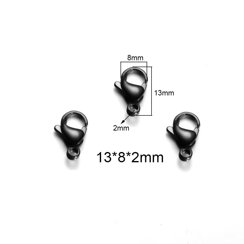 Semitree 25Pcs Stainless Steel Gold Black Lobster Clasps Jewelry Findings DIY Necklace Bracelet Making Accessories 9/10/12/15MM