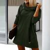 Plus Size Women Winter Warm Hooded Zipper Pullover Long Sleeve Casual Plush Hoodie Solid Color Strap Decor Design