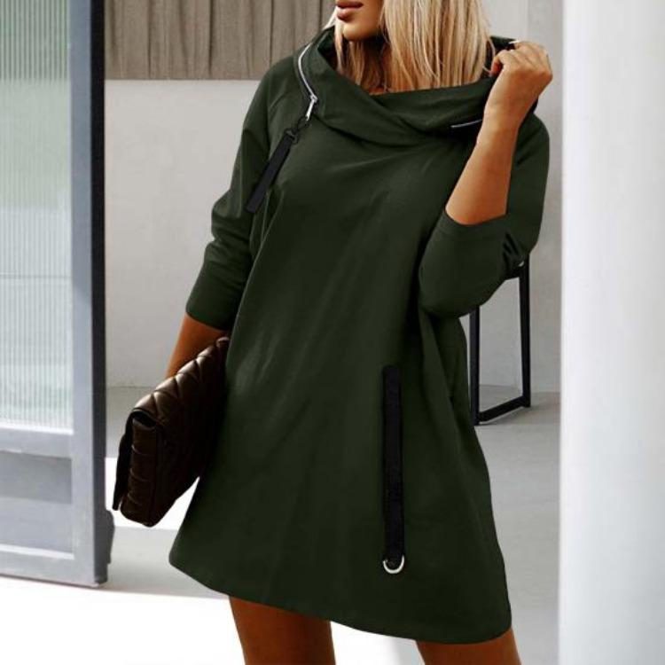 Plus Size Women Winter Warm Hooded Zipper Pullover Long Sleeve Casual Plush Hoodie Solid Color Strap Decor Design