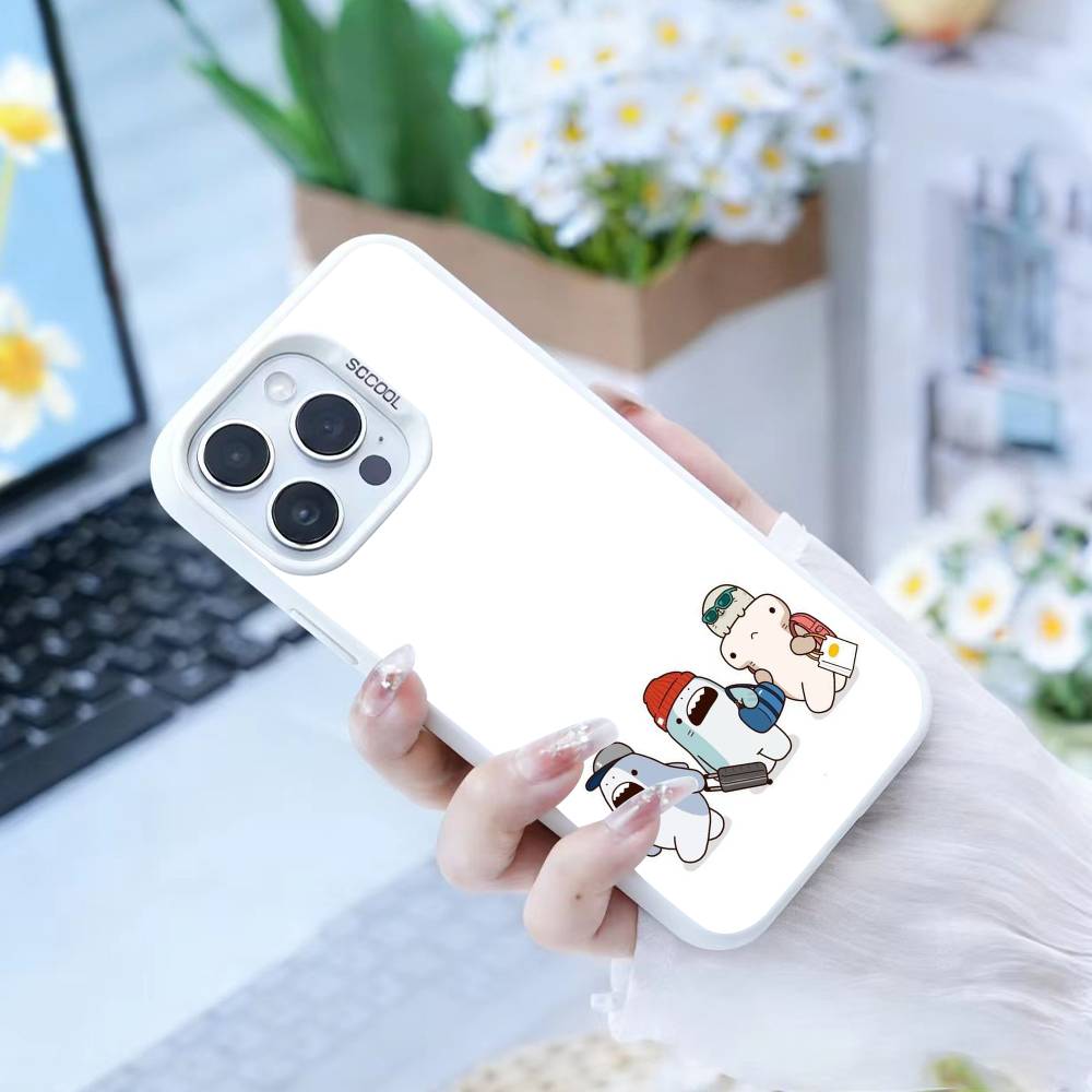 D-Cute Shark Phone Case For IPhone 16 17 15 14 12 13 Pro Max Black Color Shockproof Cover