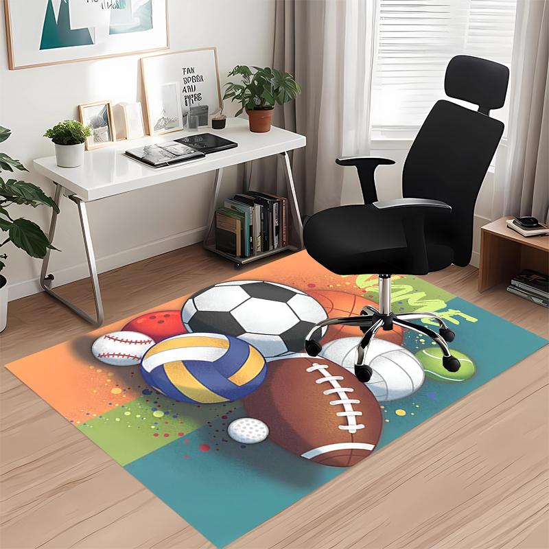 Custom Name ball sports Printed Carpet, for Office Chair Living Room Bedroom Kitchen Room Decor Gifts.