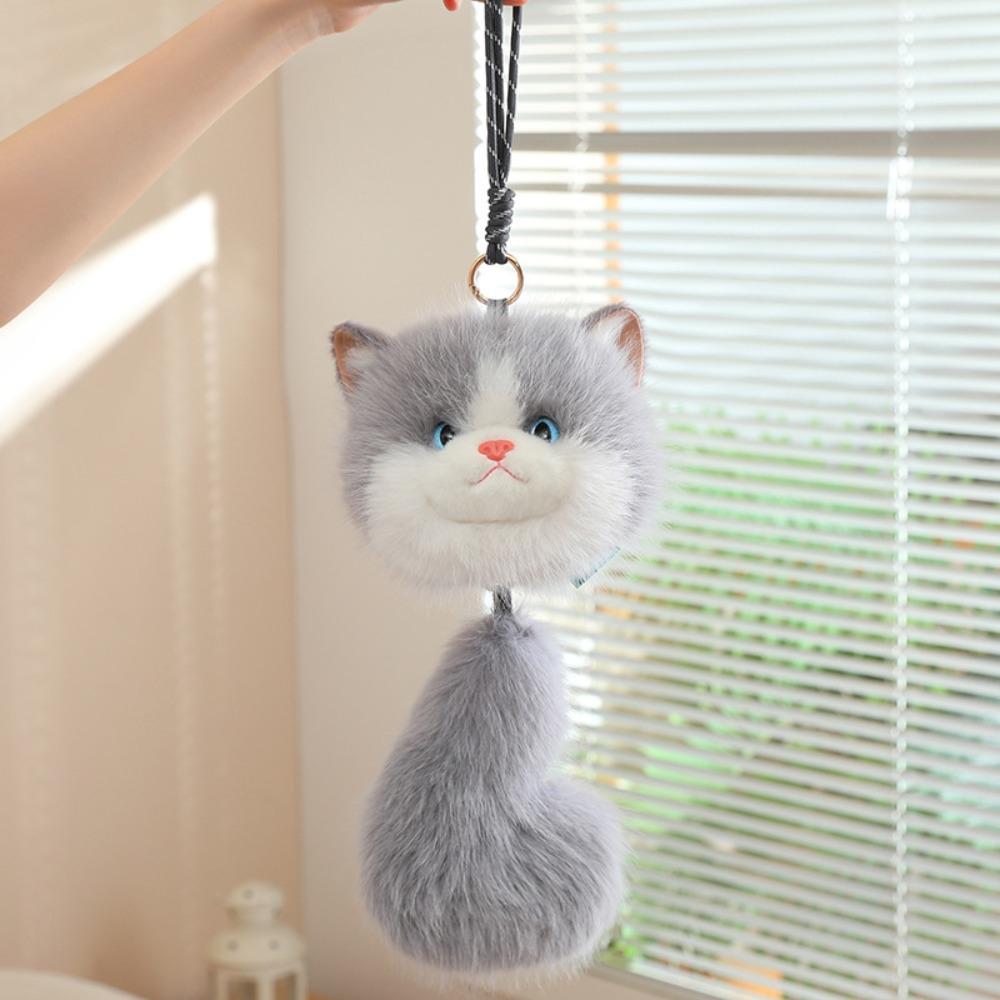 Long Tail Cat Plush Keychain Cute Stuffed Animal Doll Kawaii Ragdoll Cat Stuffed Keychain Gift