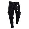 Stretch-Jeans für Herren, trendige Knieloch-Reißverschluss-Wadenhose