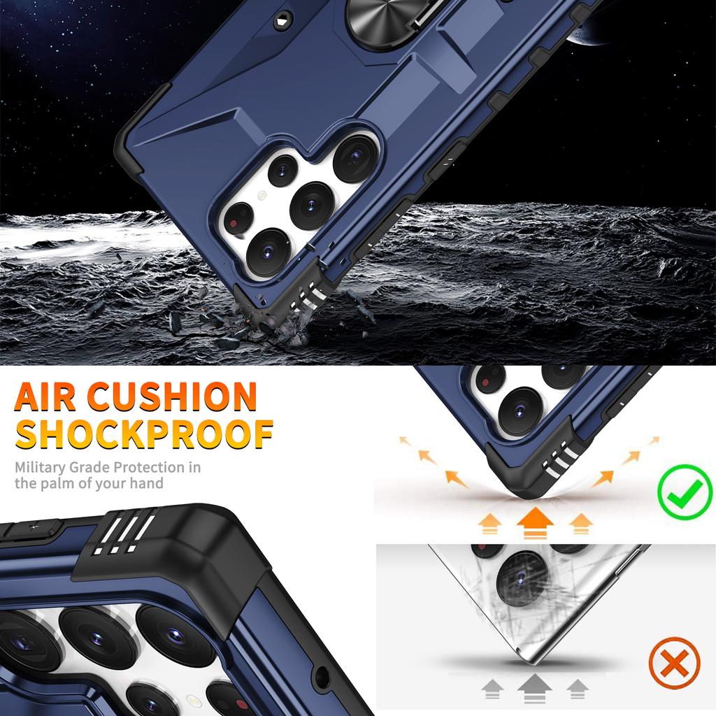 For Samsung Galaxy S24 Ultra Case PC+ TPU Hybrid Phone Cover with Ring Holder Kickstand