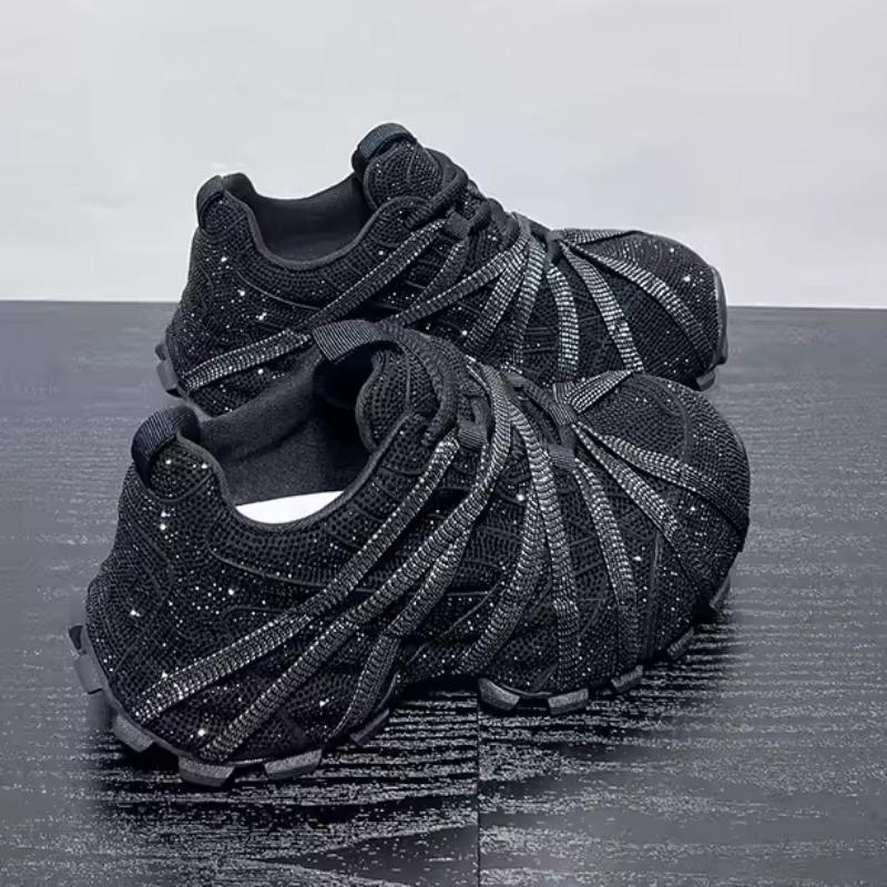 Women's 2026 New Platform Casual Shoes Fall Fashion Rhinestone Sneakers