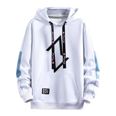 Zifipeoed Herren Patchwork Kontrast Hoodie, Streetwear, Hip Hop Pullover Sweatshirt, Weiß, Größe 2XL