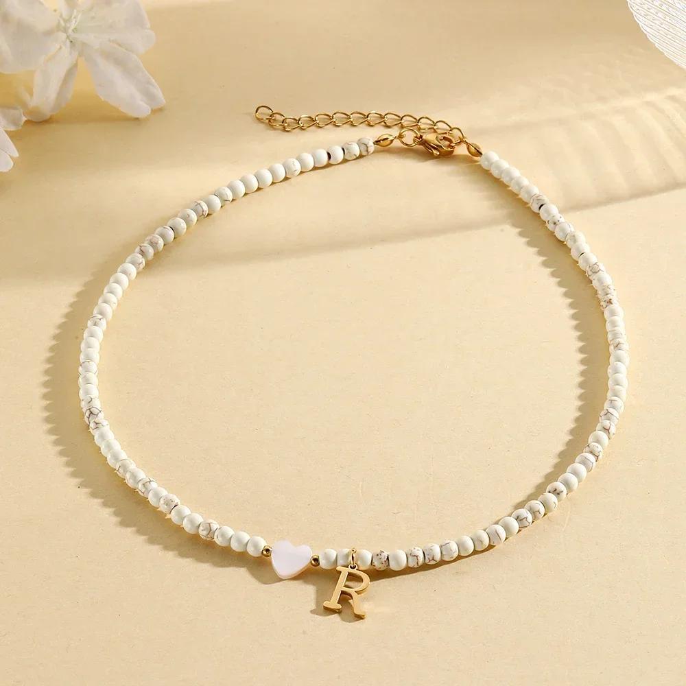 Bohemian Choker Neck Necklaces Heart-shaped Shell Letter Pendant Beads Women Necklace Woman Trend Jewelry Gift 2025