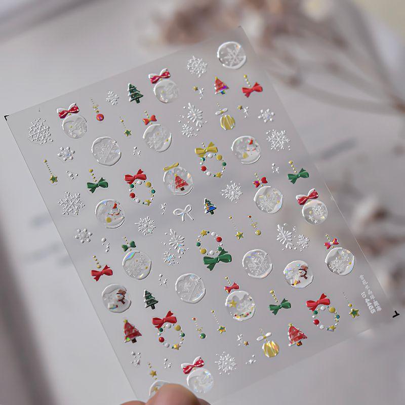 

Xiaohongshu Best Selling Christmas Cute Series Rabbit Crystal Ball Bows Nail Sticker Nail Sticker Relief Three-Dimensional Snowflake crystal ball